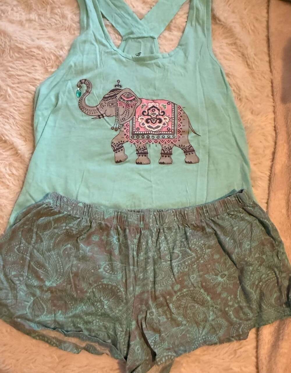 Bobbie Brooks Elephant Pajama Set Tank Top And Shorts